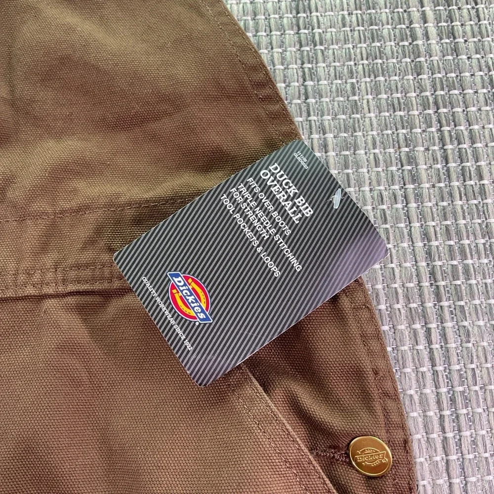 Dickies Mens Brown Duck Canvas Bib Overalls Workwear 48x30